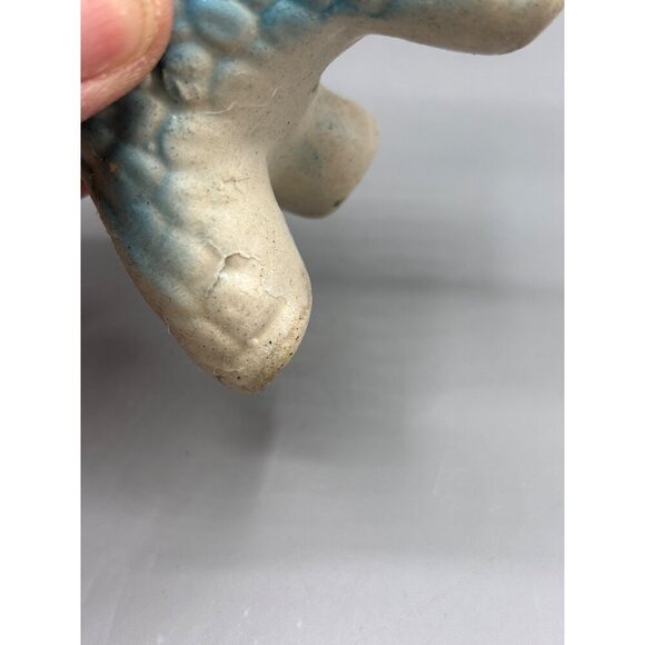 Vtg Set of 2 Ceramic Blue White Lamb Figurines Pair Nursery Decor Baby‎ - Picture 8 of 10